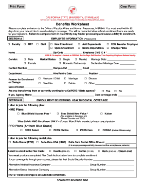 California State University Benefits Worksheet