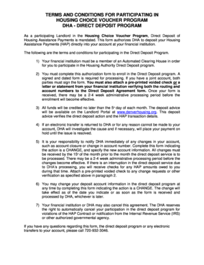 Housing Choice Voucher Direct Deposit Authorization