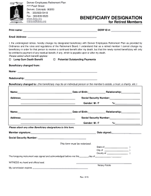 Denver Employees Retirement Plan Beneficiary Designation