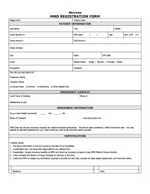 Colorado Medical Marijuana Patient Registration Form