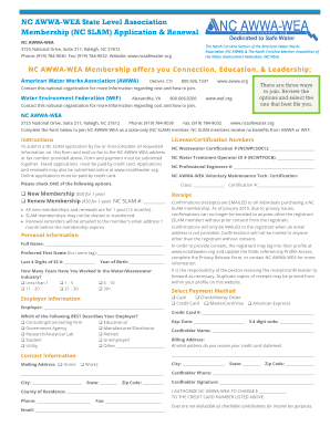 NC AWWA-WEA Membership Application