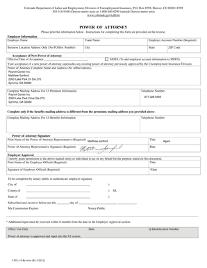 Colorado Power of Attorney for Unemployment Insurance