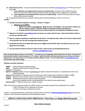 Arizona Physical Therapist Application by Examination
