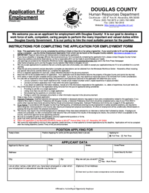 Douglas County Employment Application Form