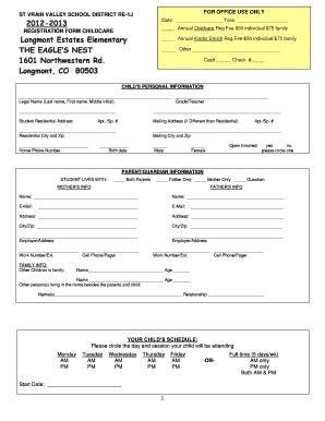Childcare Registration Form