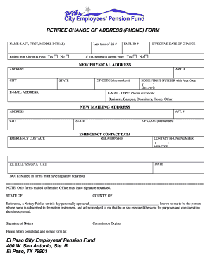 Retiree Change of Address Form