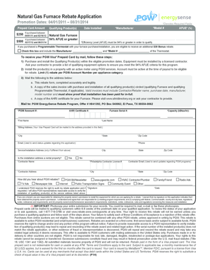 Natural Gas Furnace Rebate Application