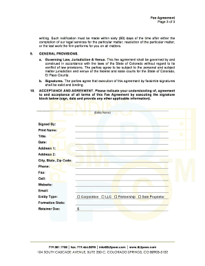 Fee Agreement for Legal Services