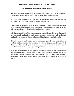 Medication Authorization Form