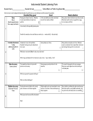 Instrumental Student Listening Form