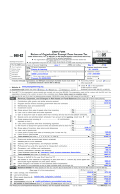Form 990-EZ Return of Organization Exempt From Income Tax