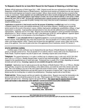 Iowa Birth Record Request Form