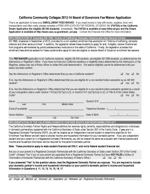 California Community Colleges Board of Governors Fee Waiver Application