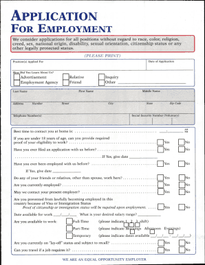 Employment Application Form