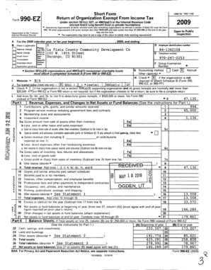 Form 990-EZ Tax Return for Exempt Organizations