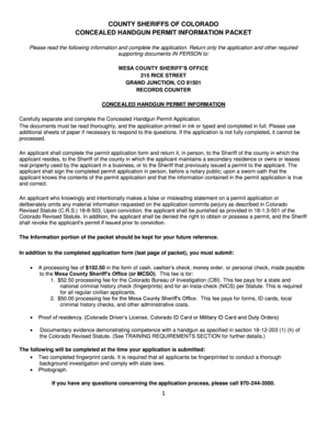 Colorado Concealed Handgun Permit Application