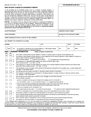 California Preliminary Change of Ownership Report