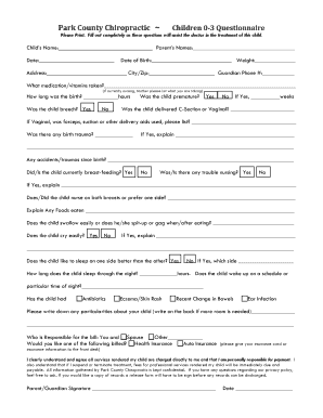 Children 0-3 Questionnaire