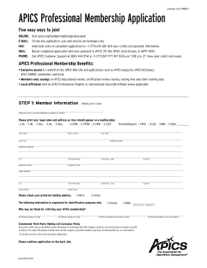 APICS Professional Membership Application