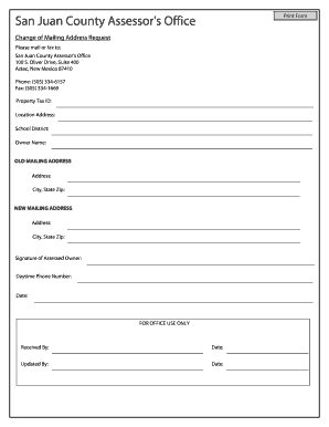San Juan County Change of Mailing Address Request