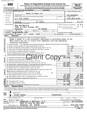Form 990 2013 Tax Exemption Return