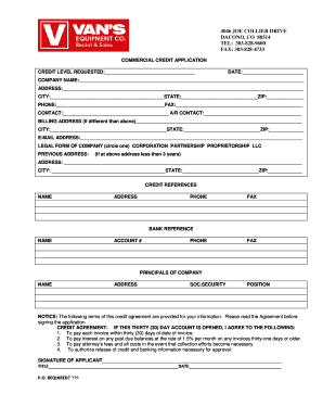 Commercial Credit Application