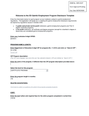 Gainful Employment Program Disclosure Template
