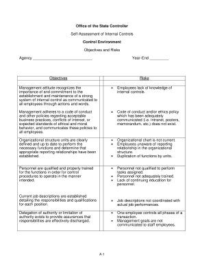 Self-Assessment of Internal Controls