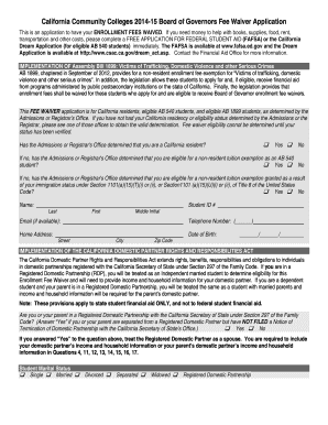 California Community Colleges Board of Governors Fee Waiver Application