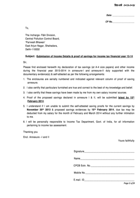 Income Tax Declaration Form 2013-2014