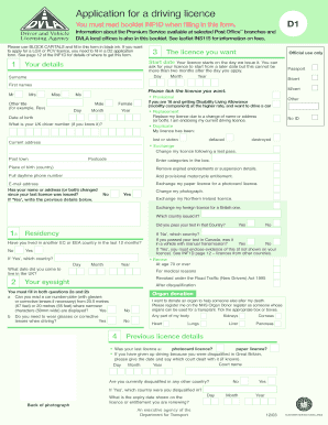 UK Driving Licence Application Form