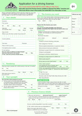 UK Driving Licence Application Form