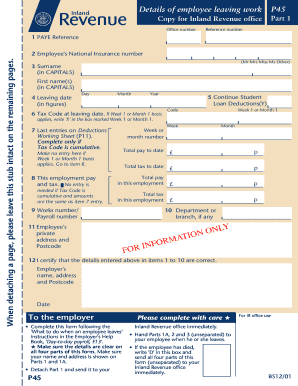 UK P45 Form