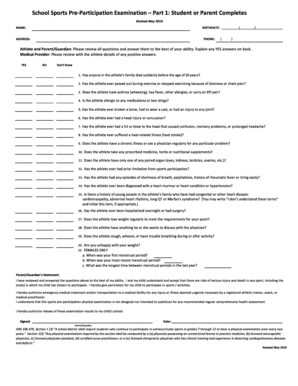School Sports Pre-Participation Examination