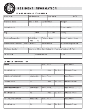 Resident Information Form