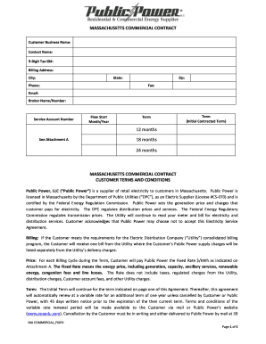 Massachusetts Commercial Electricity Service Agreement