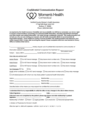 HIPAA Confidential Communication Request Form