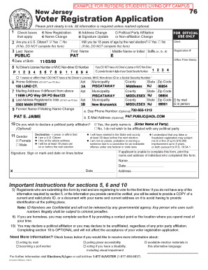 A sample voter registration form. - yppp rutgers