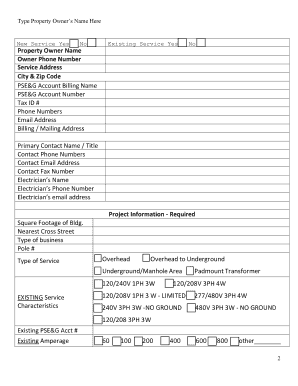 PSE&G Commercial Electric Service Request Form