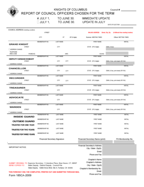 Knights of Columbus Council Officer Report