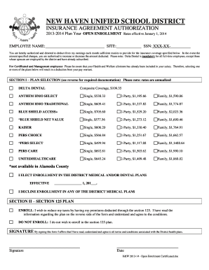 New Haven Unified School District Insurance Agreement Authorization