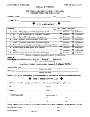 Universal Allergy Action Plan for Students