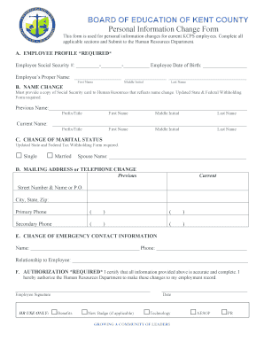 Kent County Employee Information Change Form