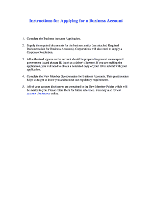 Business Account Application