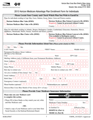 Horizon Medicare Advantage Plan Enrollment Form
