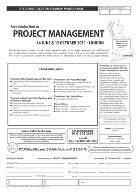 School project introduction sample pdf - An introduction to Project Management - ETC Corp - etccorp co