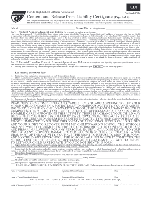 Florida High School Athletic Association Consent and Release Form