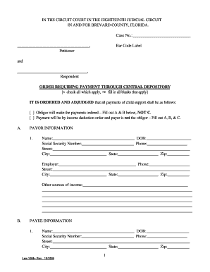 Florida Child Support Payment Order