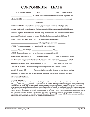 Condominium Lease Agreement