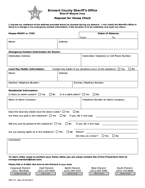 Brevard County House Check Request